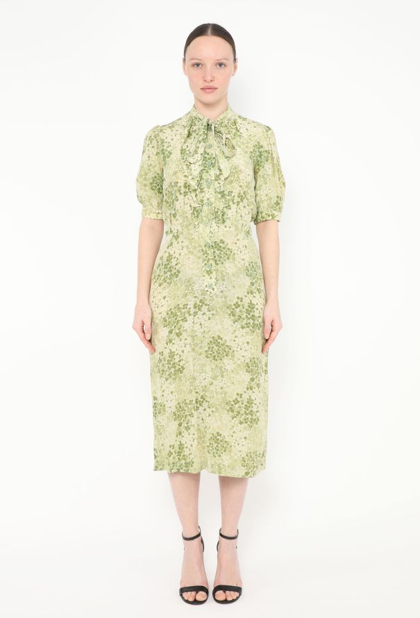 Saint Laurent 1975 Printed Silk Lavallière Dress - 1
