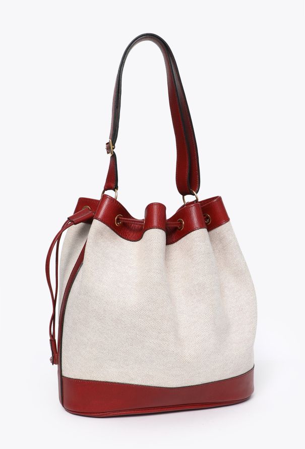 Hermès '90s Toile & 'Rouge H' Market Bag - 3