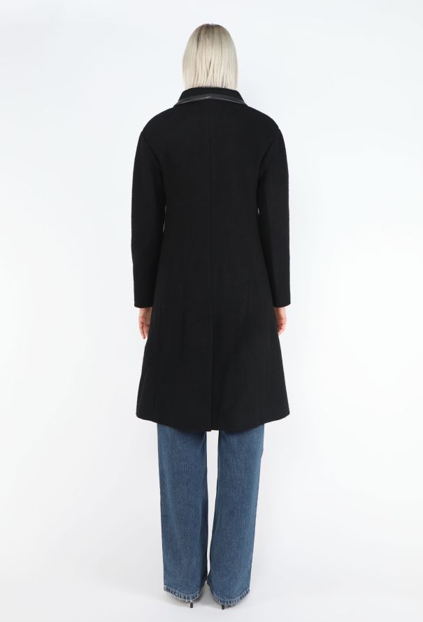 Chanel 2014 Cashmere Leather Trim Coat - 6