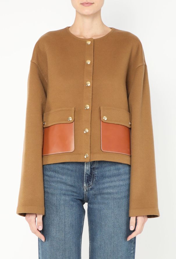 Céline 2023 Cashmere Leather Trim Jacket - 1