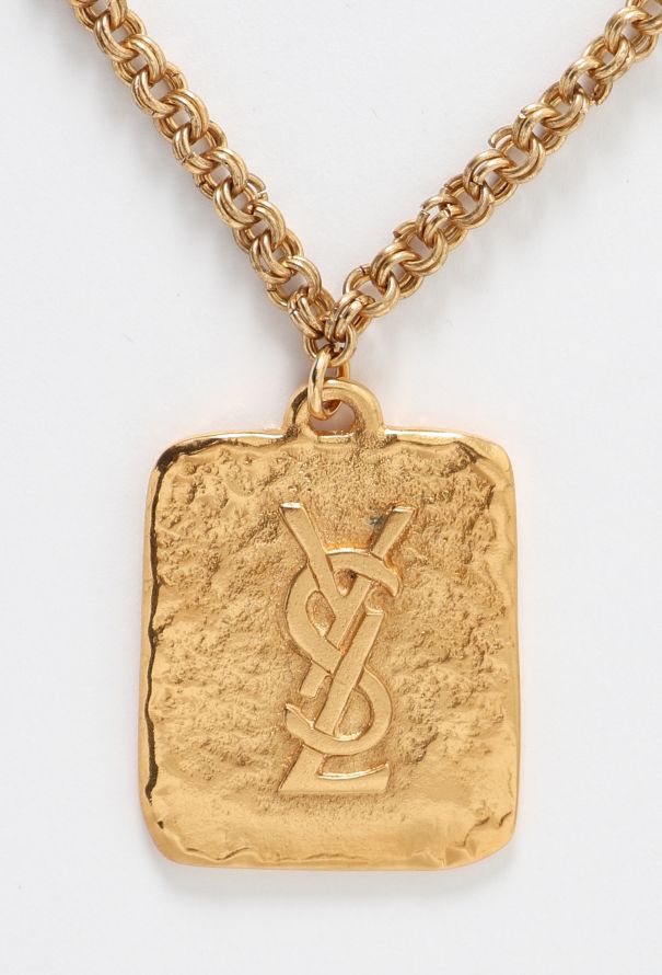Saint Laurent Vintage Hammered Logo Sautoir - 2 Saint Laurent Vintage Hammered Logo Sautoir - 2