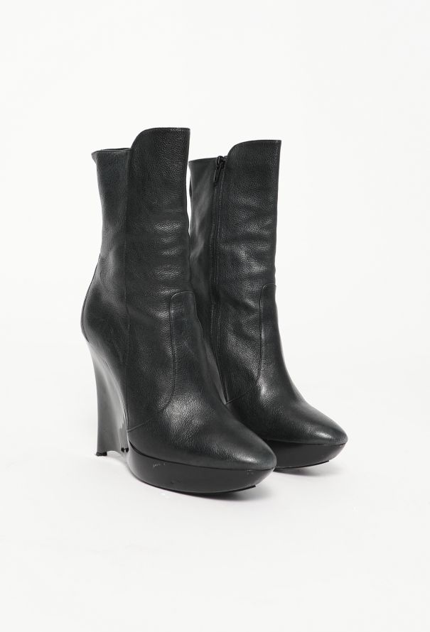 Balenciaga F/W 2004 Leather Wedge Boots - 3 Balenciaga F/W 2004 Leather Wedge Boots - 3