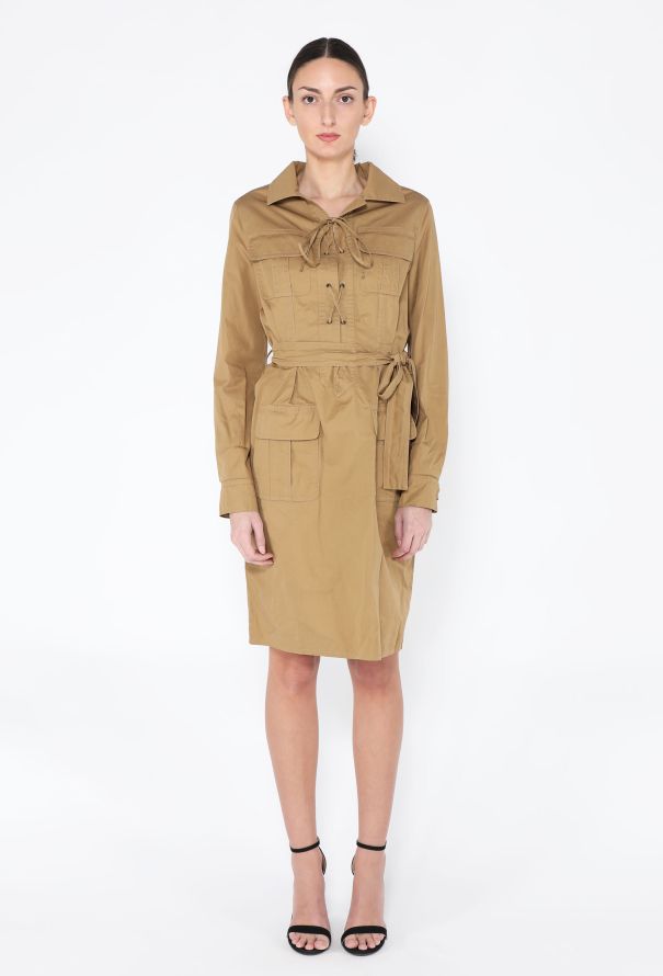 Saint Laurent Belted Gabardine Safari Dress - 1