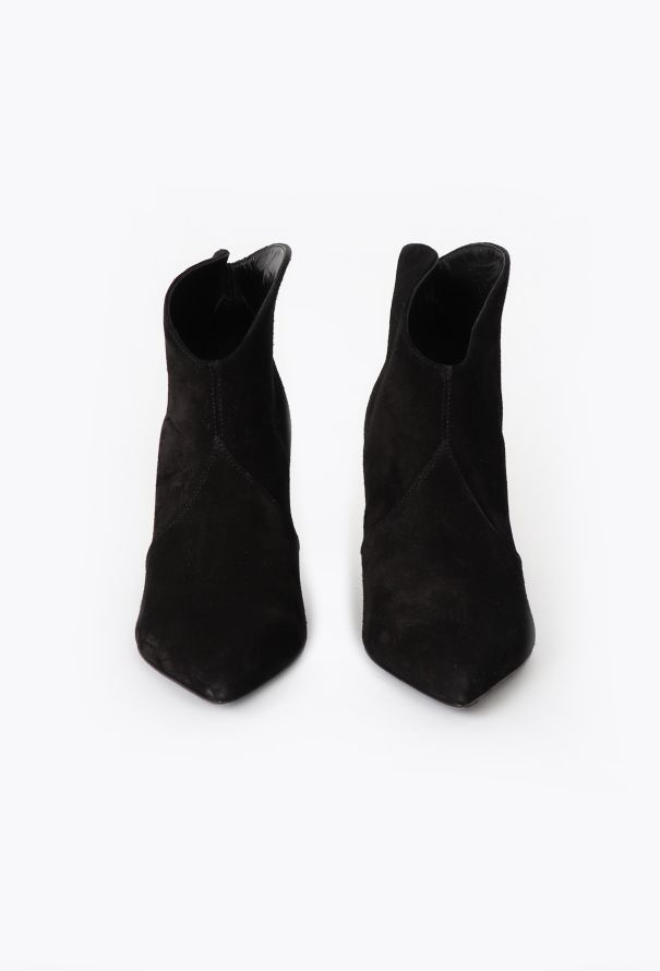 Saint Laurent Suede Stiletto Ankle Boots - 3 Saint Laurent Suede Stiletto Ankle Boots - 3