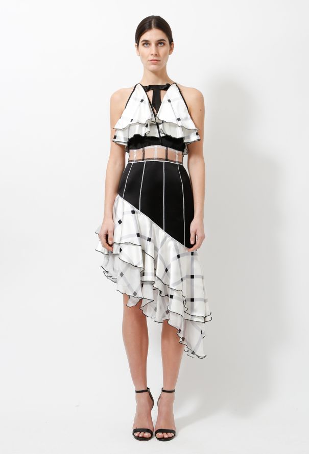 Rodarte S/S 2014 Ruffled Plaid Silk Dress - 3