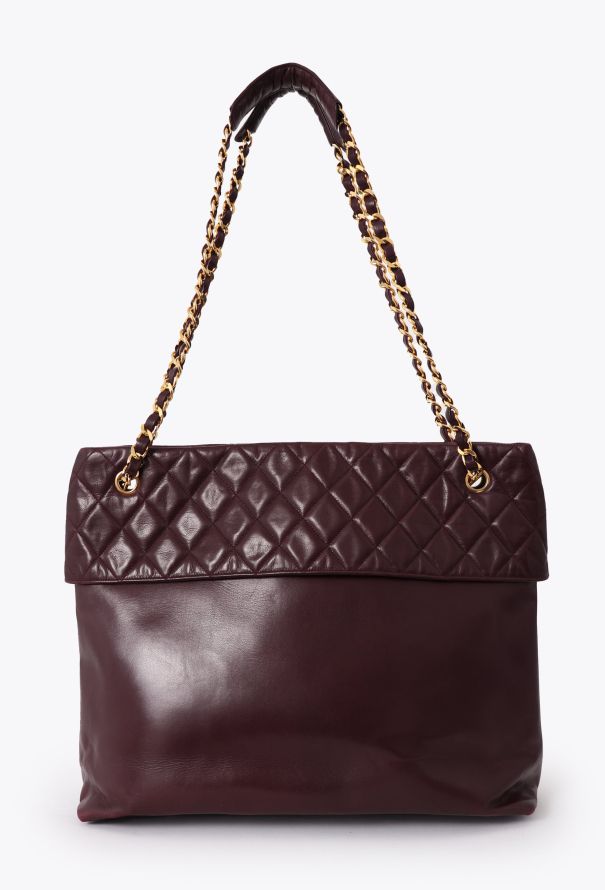 Chanel '90s Burgundy Shopping Tote Bag - 3
