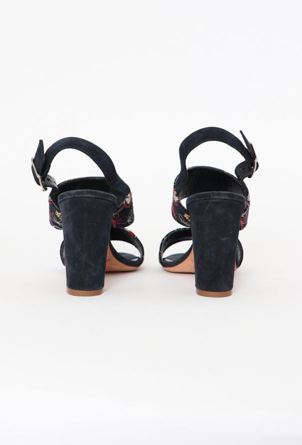 Manolo Blahnik Khan Embroidered Suede Sandals - 4 Manolo Blahnik Khan Embroidered Suede Sandals - 4