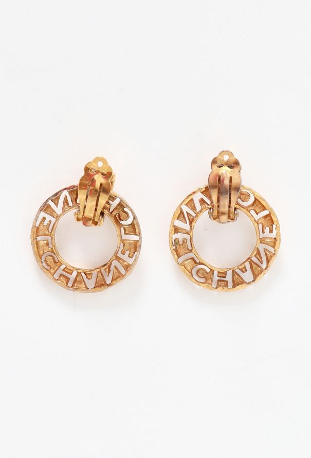 Chanel Vintage Hammered Logo Clip Earrings - 3 Chanel Vintage Hammered Logo Clip Earrings - 3