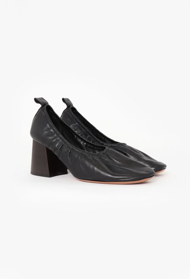 Céline S/S 2015 Black Leather Ballerina Heels - 3