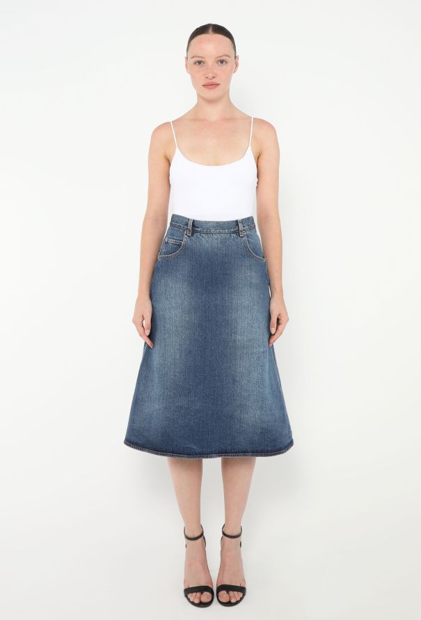 Alaïa 2019 Fluted Denim Skirt - 4
