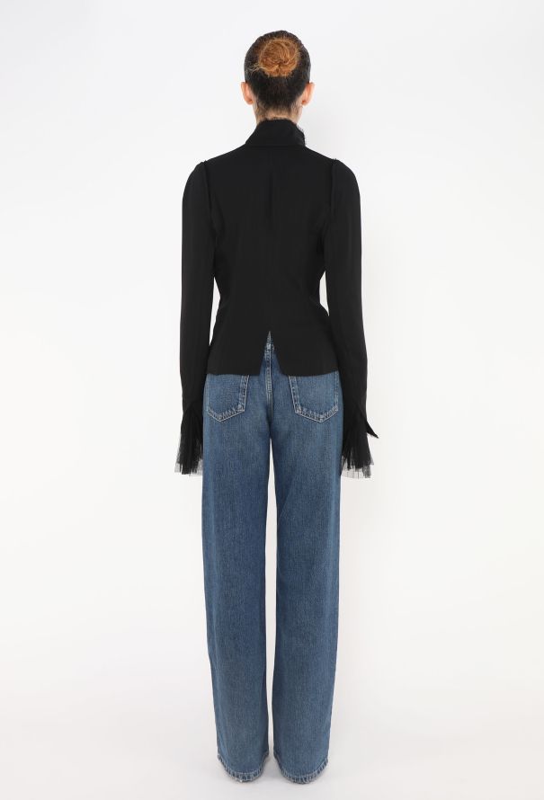 Saint Laurent Tom Ford 2002 Tulle Trim Top - 6