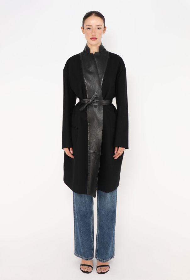 Céline Pre-Fall 2012 Leather Trim Coat - 3