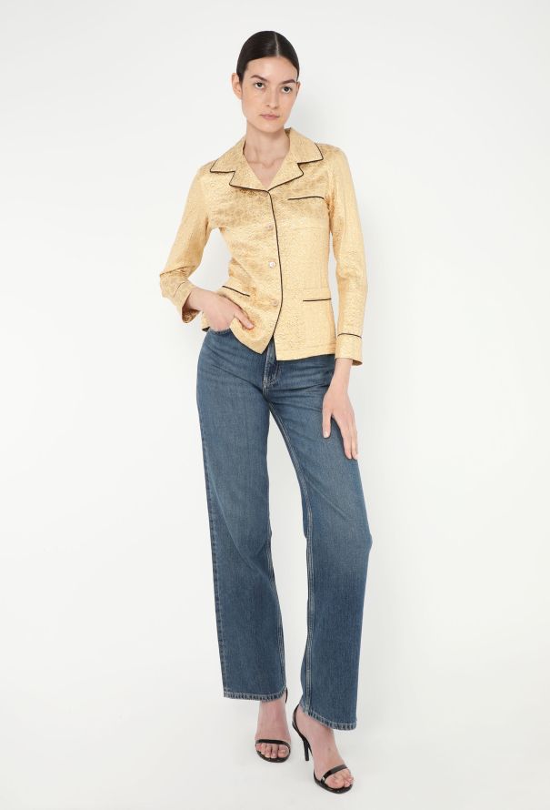 Prada S/S 2002 Piped Brocade Top - 4