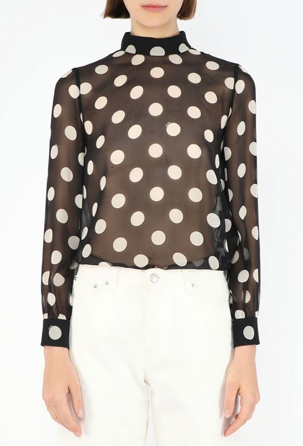 Céline Polka-Dot Georgette Blouse - 4