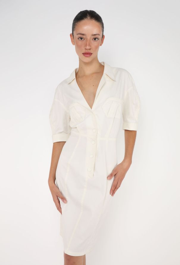 Thierry Mugler Vintage Hourglass Cotton Dress - 1