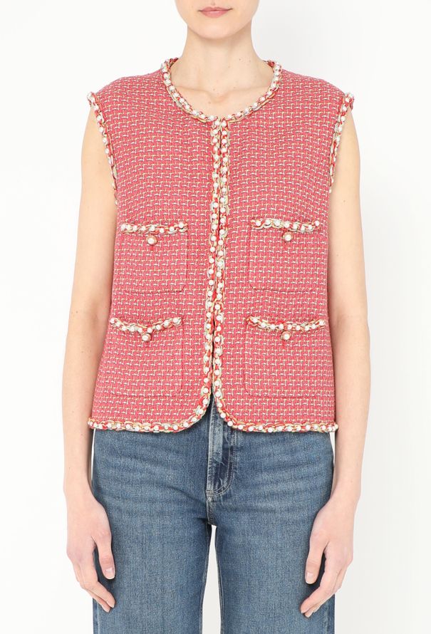 Chanel 2017 Pearl Trim Tweed Vest - 1