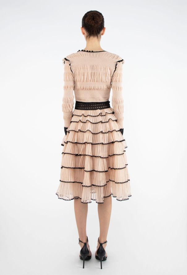 Alexander McQueen F/W 2015 Shirred Lace Trim Dress - 5
