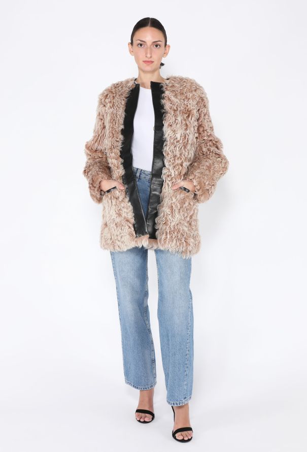 Balenciaga Shearling Leather Trim Coat - 5