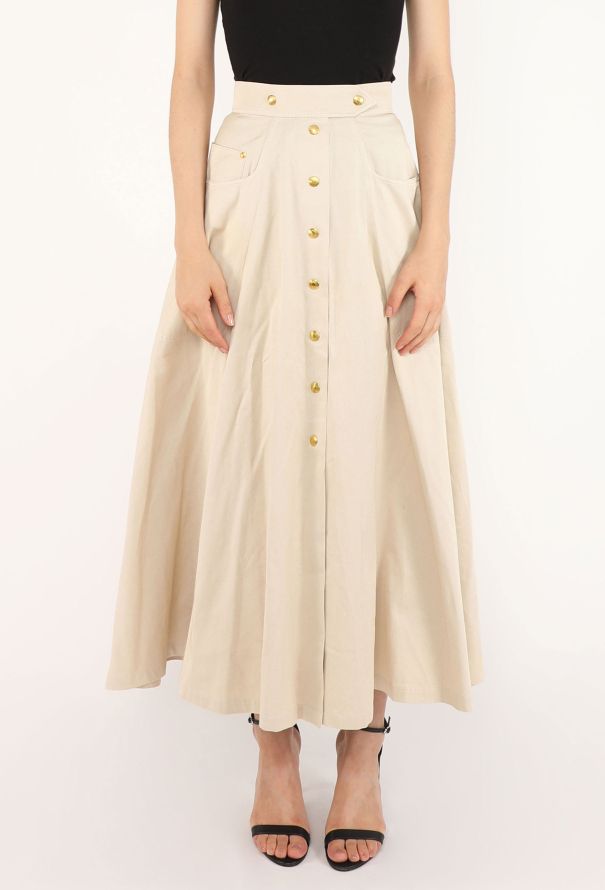 Hermès Gabardine Clou de Selle Skirt, 1970s - 4
