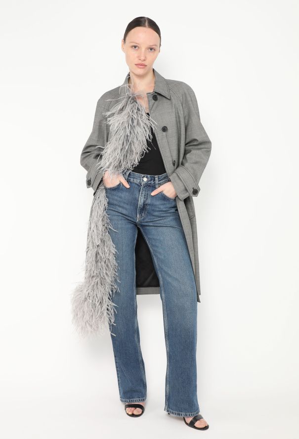 Prada S/S 2017 Ostrich Trim Trench Coat - 5