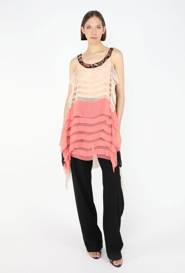 Prada Ruffled Chiffon Embellished Tunic - 1