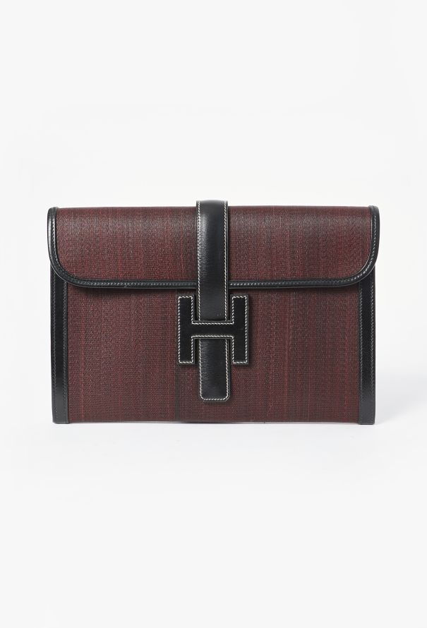Hermès RARE Jige Crinoline & Box Leather Clutch - 1