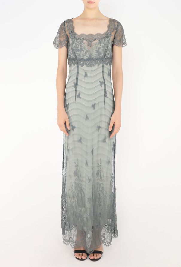 '90s Italian Scalloped Lace Gown - 2