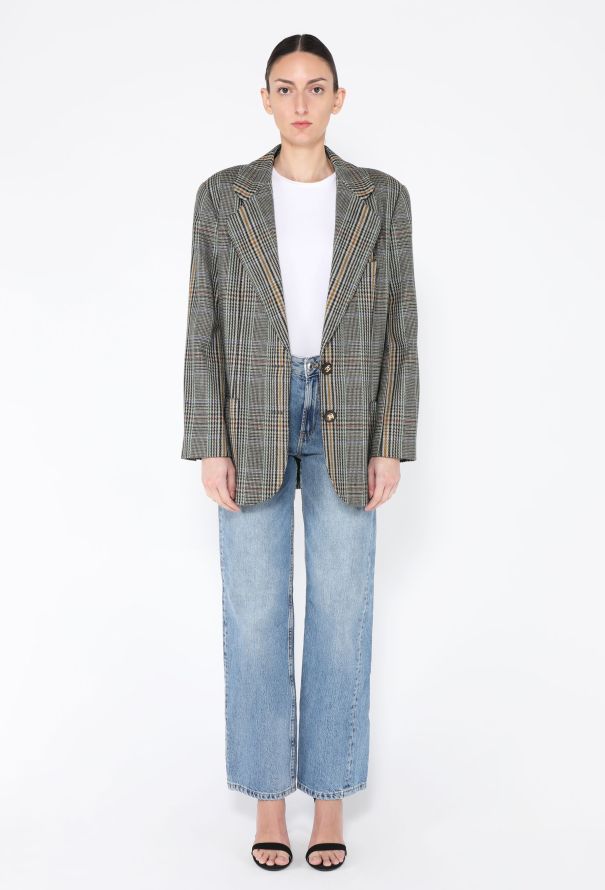 Chanel '80s Herringbone 'CC' Button Blazer - 4