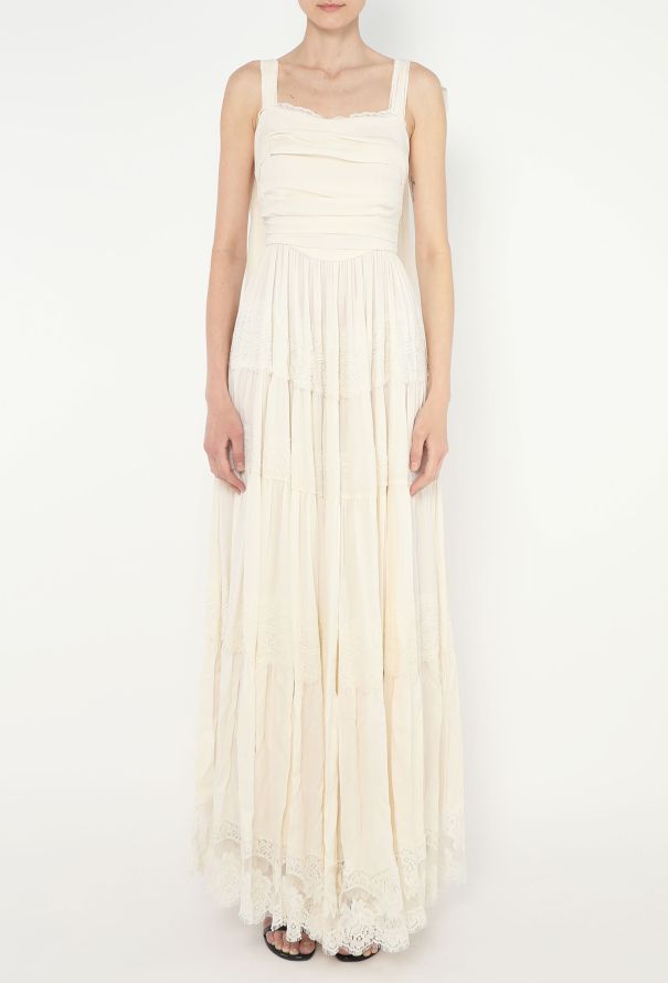 Dolce & Gabbana STUNNING Chantilly Trim Crêpe Gown - 4