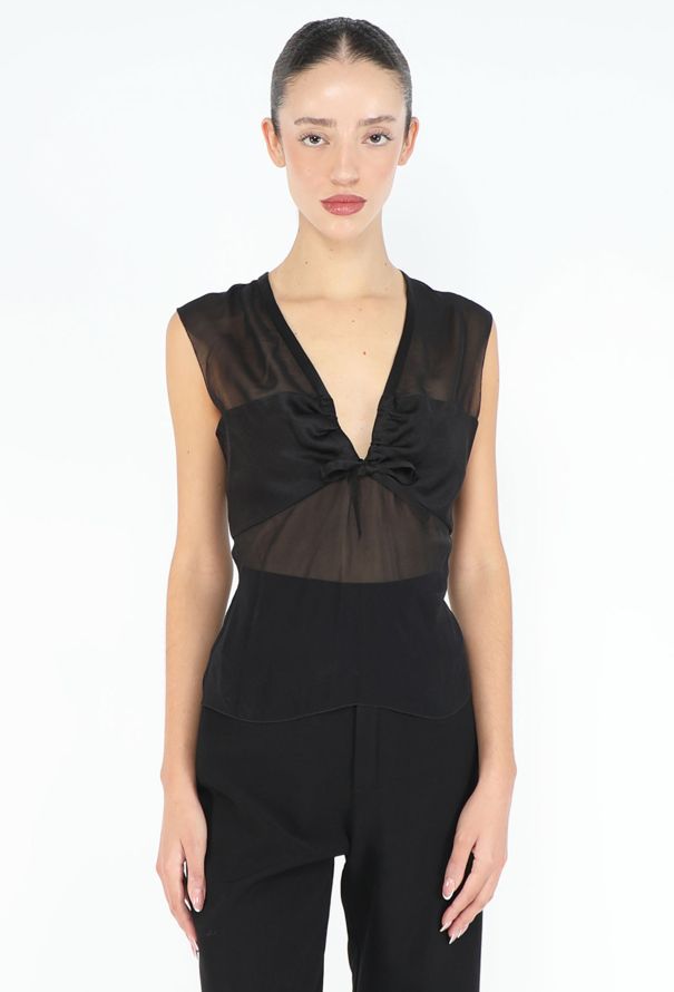 Chanel '90s Smoking Bow Chiffon Blouse - 1