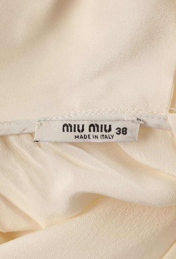 Miu Miu Pleated Silk Combination Dress - 5