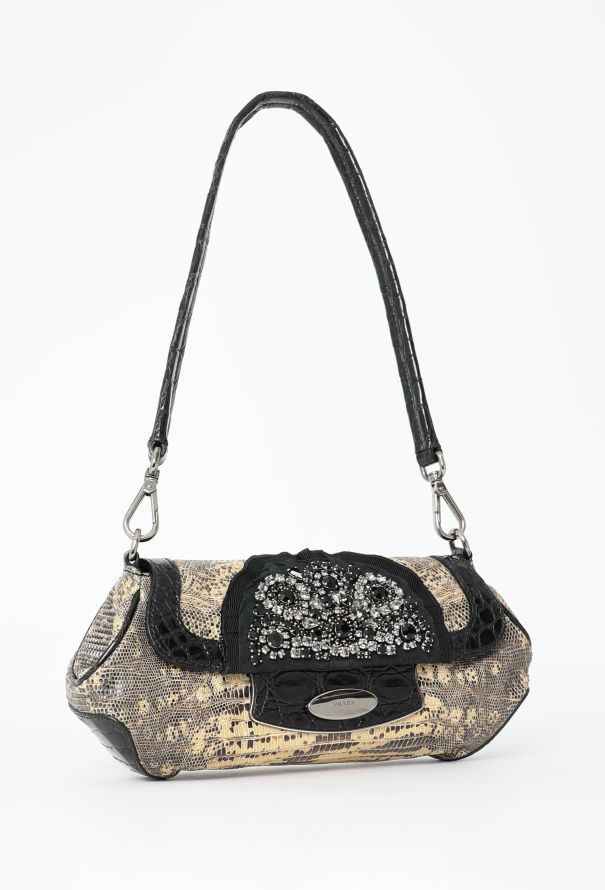 F/W 2004 Lizard Embellished Shoulder Bag | Authentic