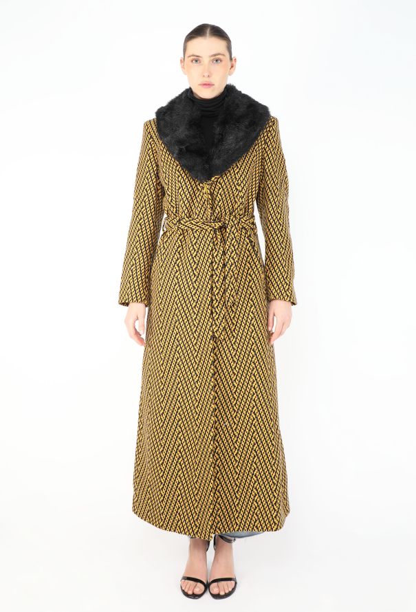 Versace '90s Chevron Belted Coat - 2