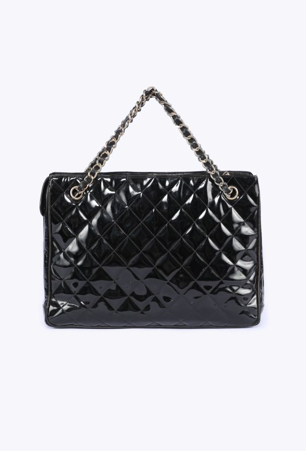 Chanel Patent Leather Quilted Tote, 1980s - 1
