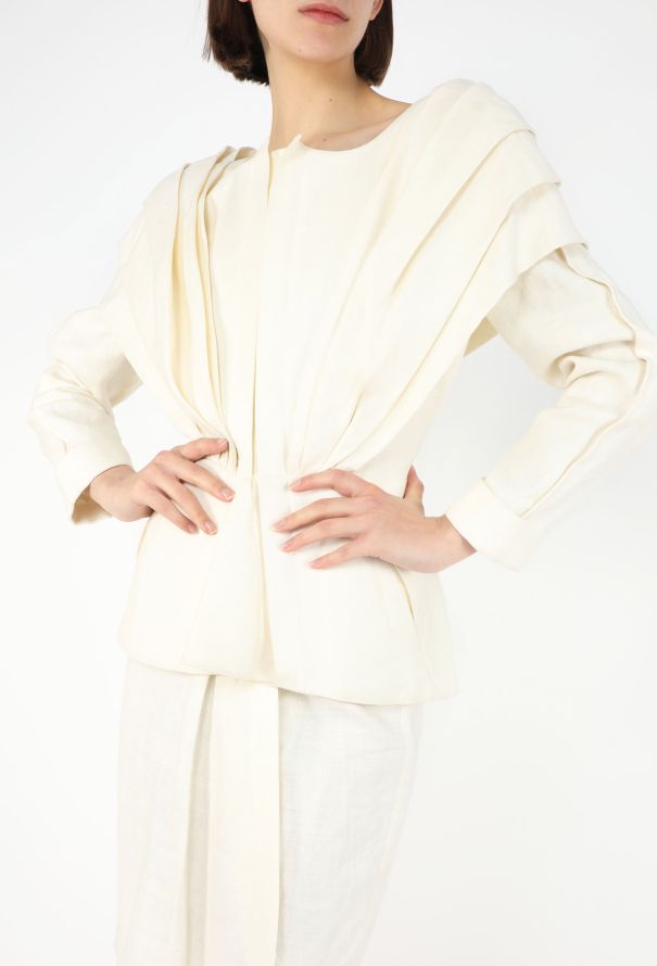 Thierry Mugler Pleated Linen Wasp Ensemble, S/S 1988 - 7