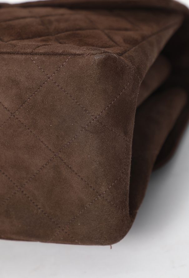 Chanel Rare '90s Suede Jumbo Classic Double Sided Flap Bag - 10