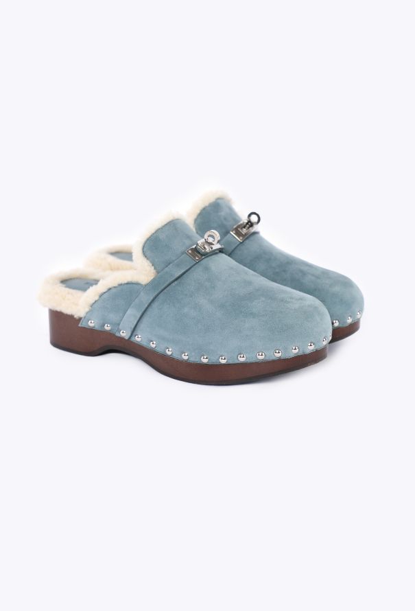 Hermès Suede Shearling Carlotta Mules, 2022 - 3