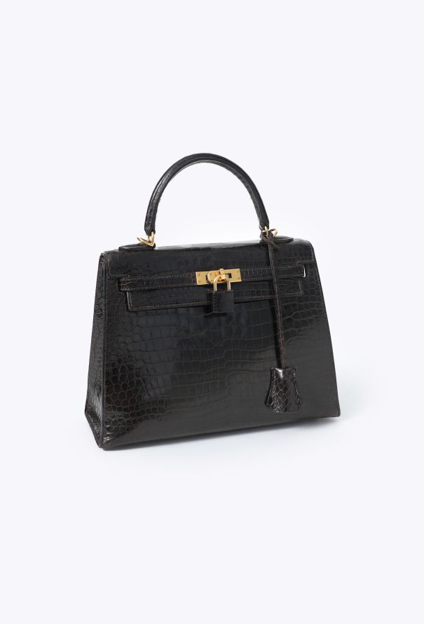 Hermès Exceptional 1998 Dark Brown Porosus Kelly Sellier 25 - 6