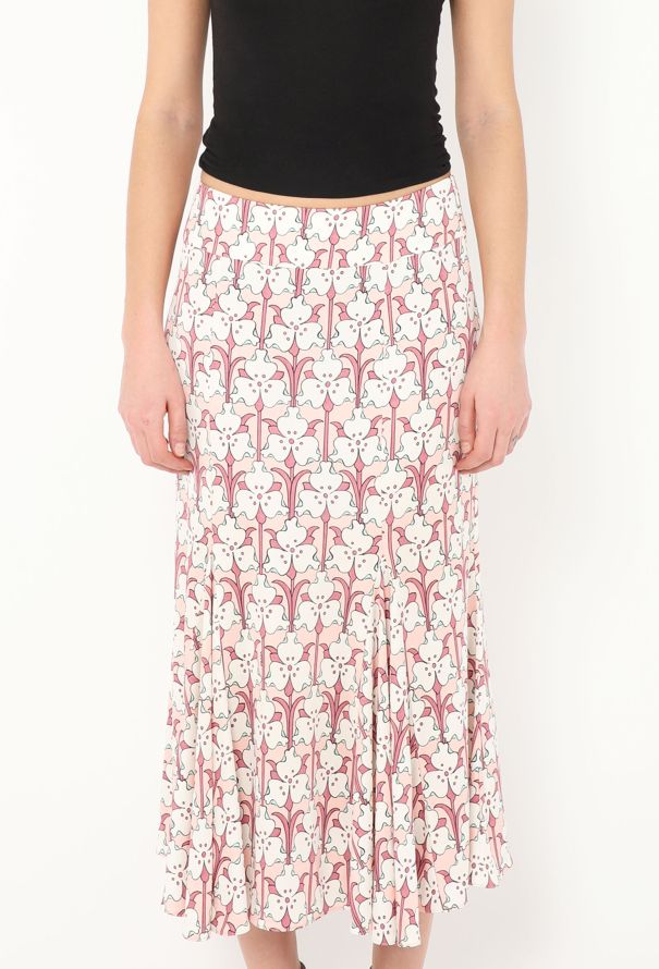 Prada Flared Floral Silk Skirt - 2 Prada Flared Floral Silk Skirt - 2