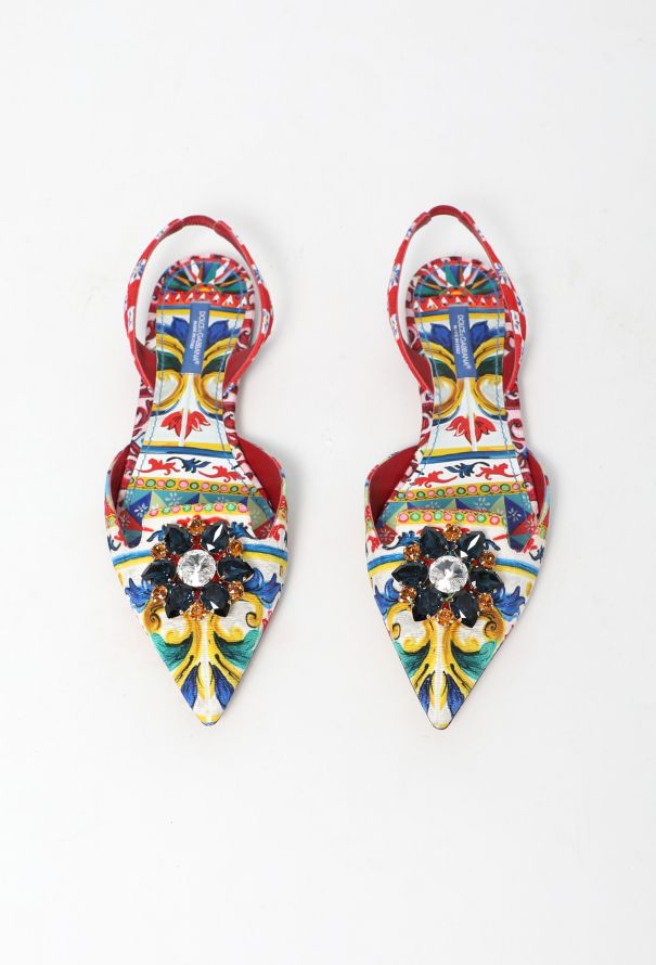 Dolce & Gabbana 2016 'Maiolica' Embellished Slingbacks - 2