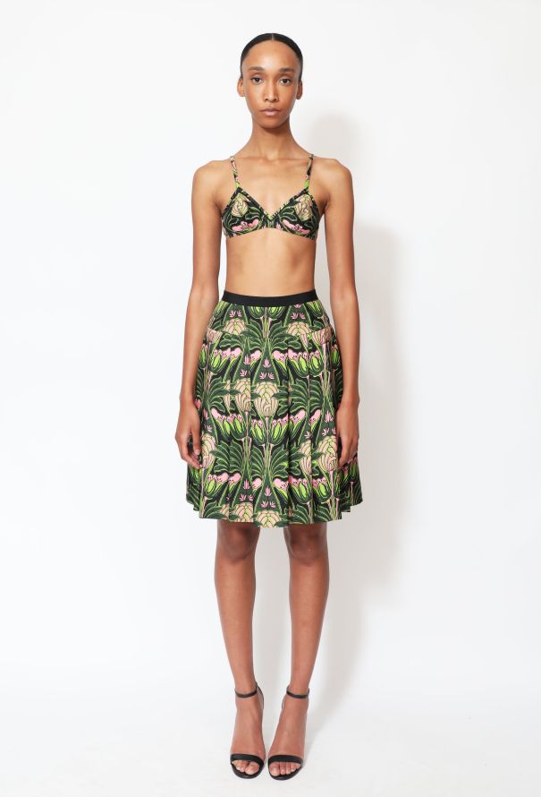 Prada 2003 Tropical Intarsia Silk Skirt Set - 2 Prada 2003 Tropical Intarsia Silk Skirt Set - 2
