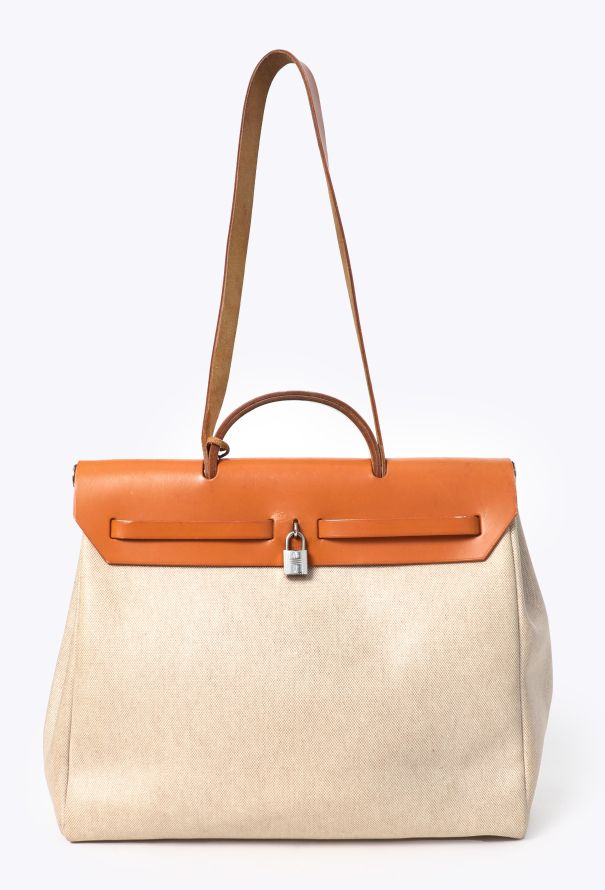 Hermès Vintage Toile & Vache Hunter 'Évolutionnaire' MM Herbag - 6