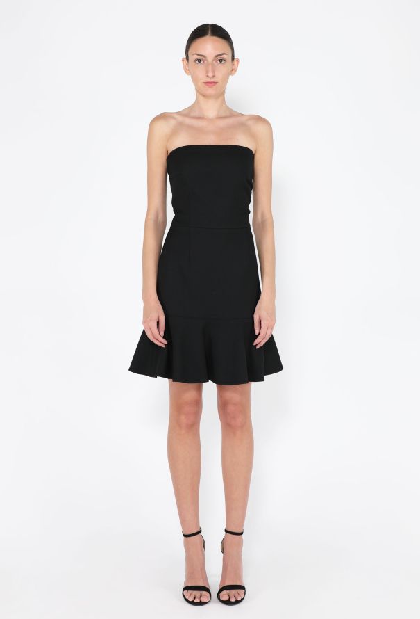 Balenciaga 2002 Strapless Fluted Wool Dress - 1