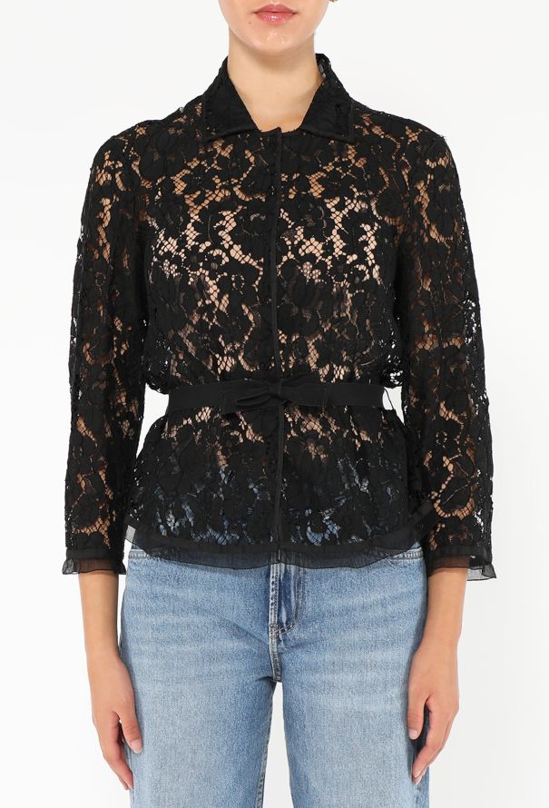 Prada F/W 2008 Belted Guipure Blouse - 1