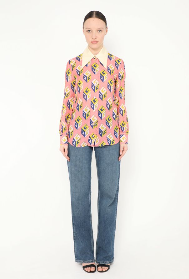 Gucci S/S 2017 Silk Jacquard 'GG' Shirt - 3 Gucci S/S 2017 Silk Jacquard 'GG' Shirt - 3