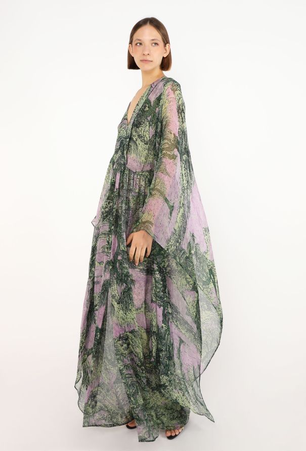 Saint Laurent Printed Chiffon Kaftan Dress, 1991 - 2
