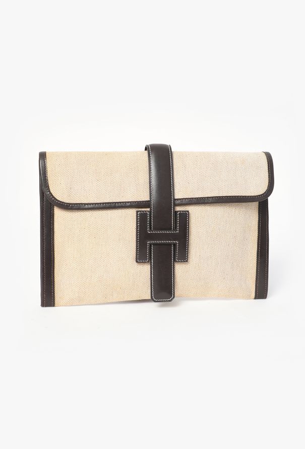 Hermès '70s Toile H & Box Jige Clutch - 3