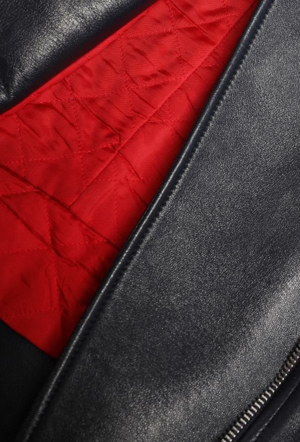 Céline Navy Leather Biker Jacket - 11