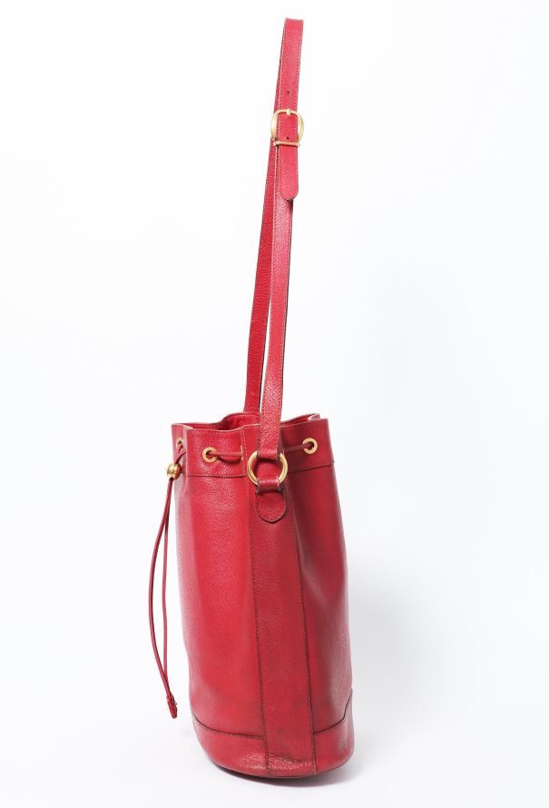 Gucci Vintage Red Karung Mini Bucket Bag 