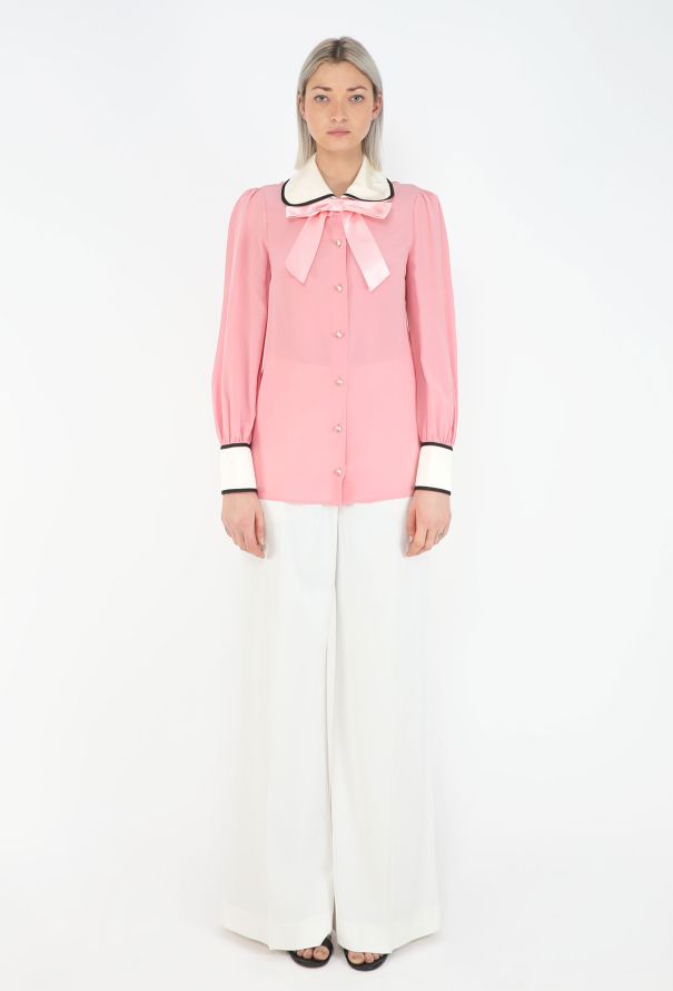 Gucci 2017 Claudine Crêpe de Chine Blouse - 2